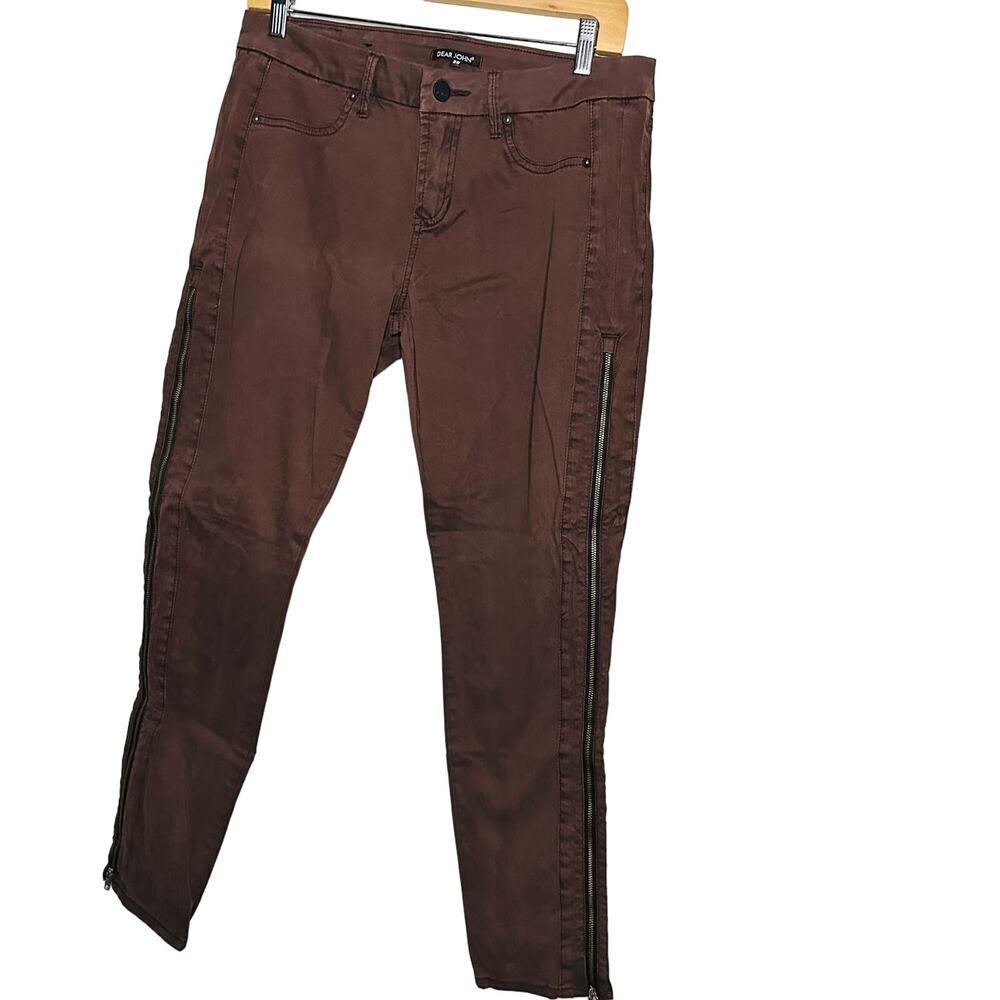 Dear John Women's Rustic Red Side Zipper Straight Leg Jeans Size 28